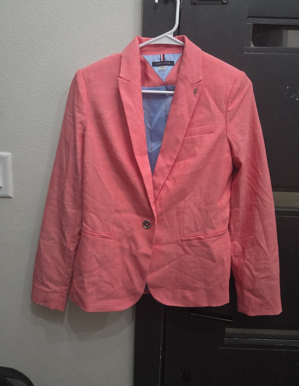 Tommy Hilfiger Coral Pink Single-Button Blazer